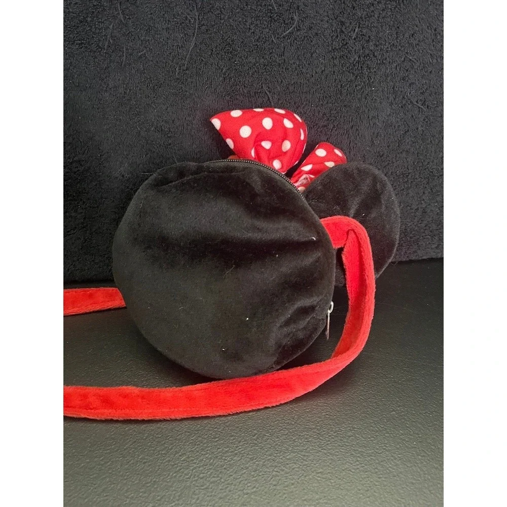 Disney Minnie Mouse Plush Character Purse Red Polka Dot Bow Crossbody Bag Kids